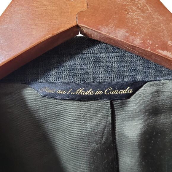 Paul Dione Men Wool Blazer 42R Gray Striped Business Jacket Career Office Canada - Picture 6 of 8